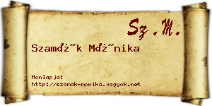 Szamák Mónika névjegykártya